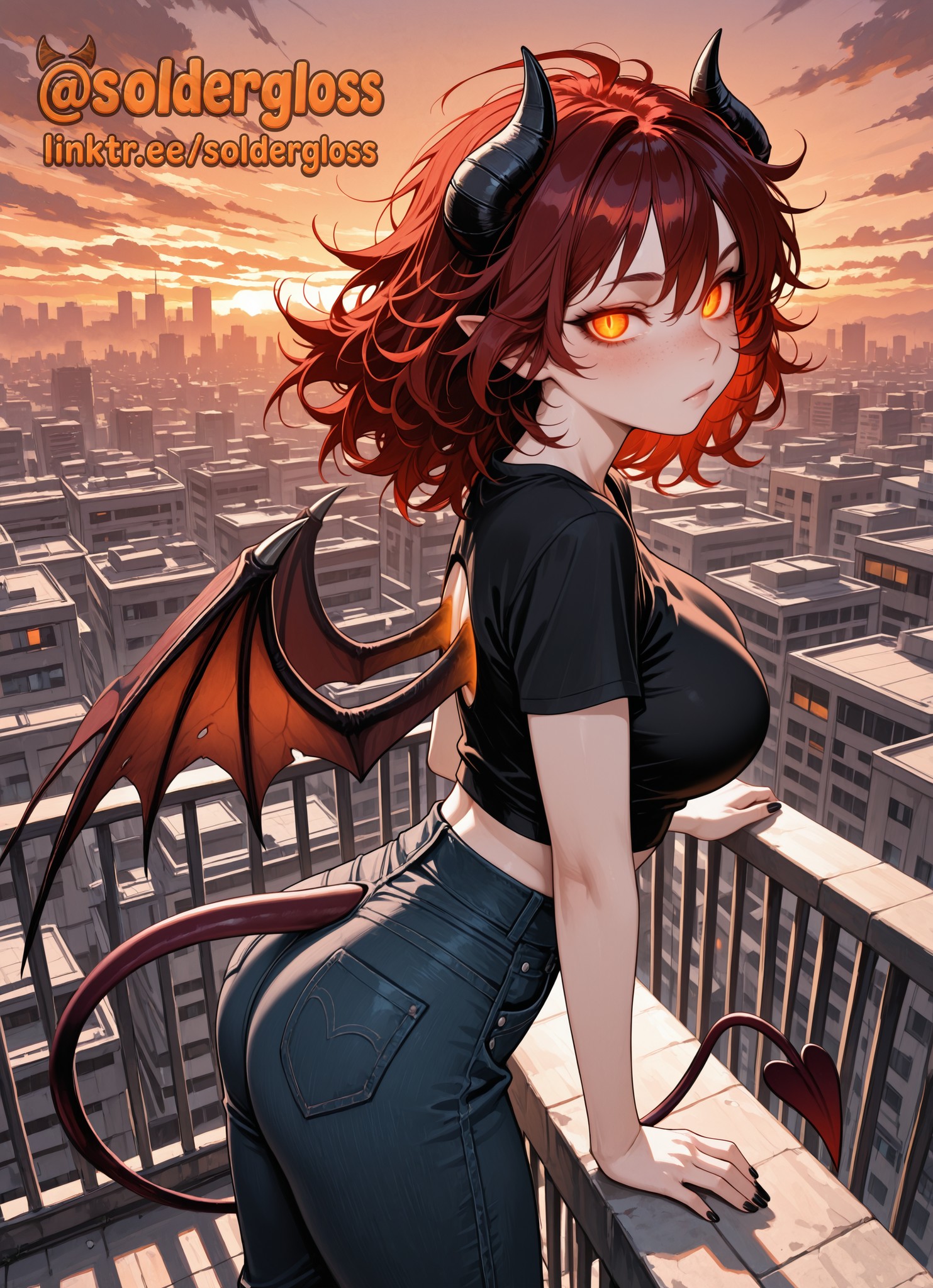 chloe on a rooftop, short hair